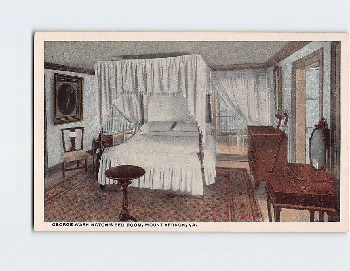Postcard George Washington's Bedroom Mt. Vernon Virginia USA