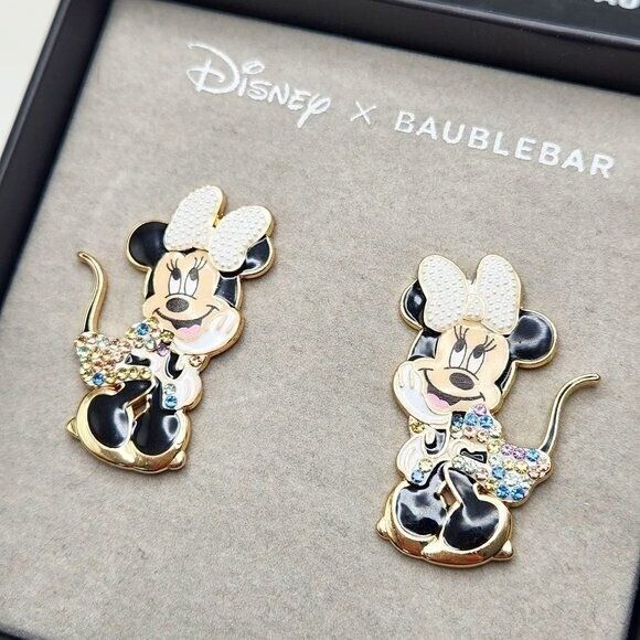 NWT Disney X Baublebar Minnie Mouse in Rainbow Dress Confetti Stud Earrings