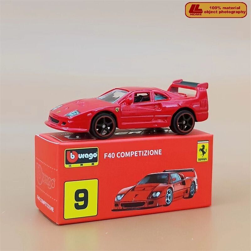 Bburago 1:64 Ferrari #9 F40 Competizione Red Damper Alloy Diecast Car Model Gift