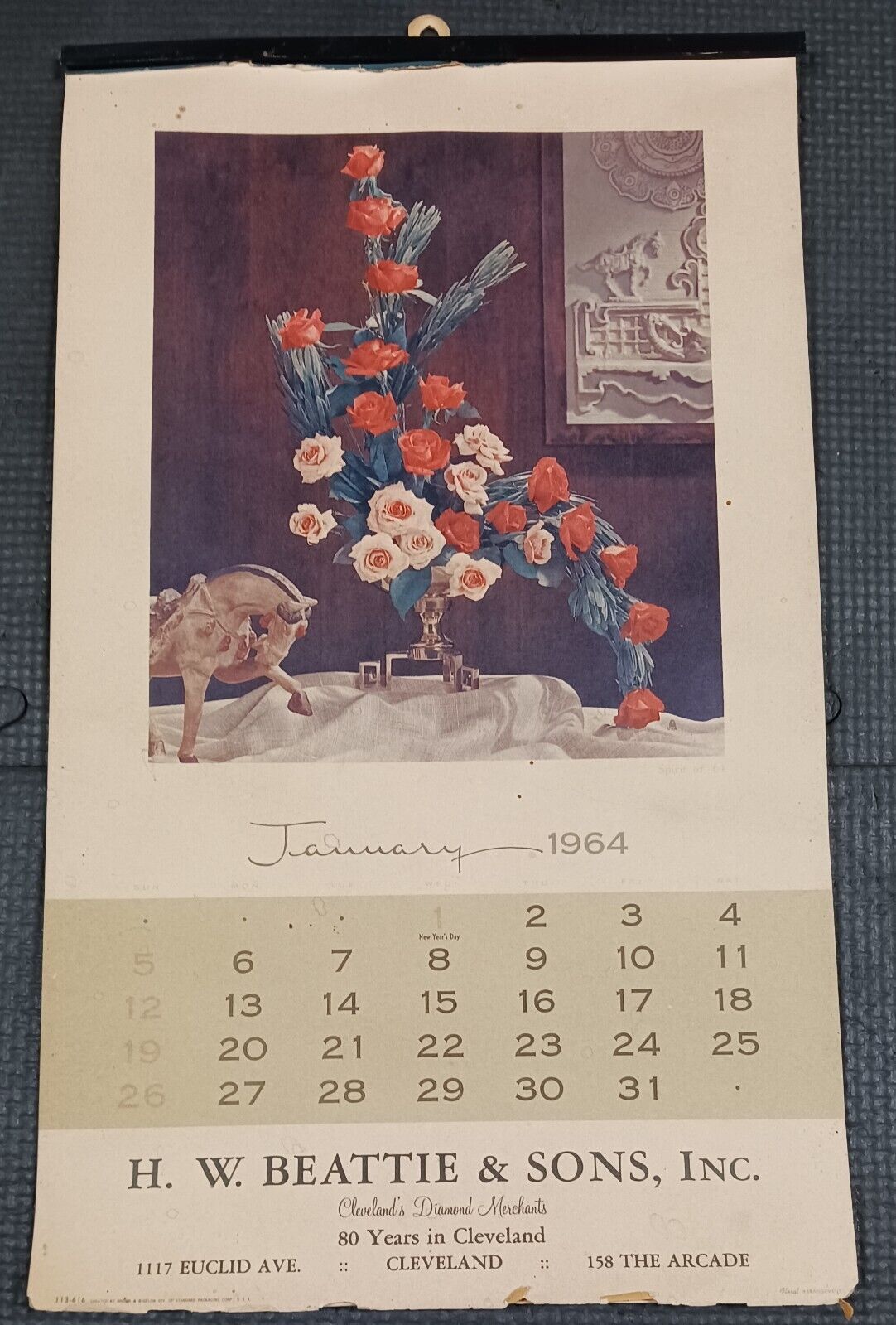 1964 Advertising Calendar Diamond Merchant H.W. BEATTIE & SONS Cleveland