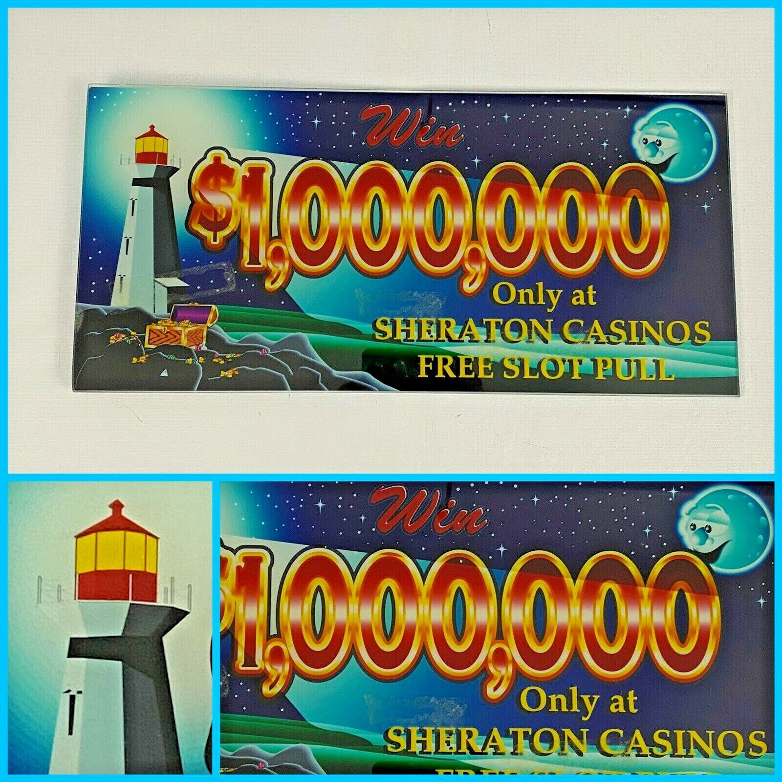 Vintage SHERATON Casino LIGHTHOUSE Slot Cut Glass Man Cave Million $ Poker Sign 