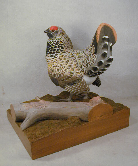 Spruce Grouse Original Wood Carving