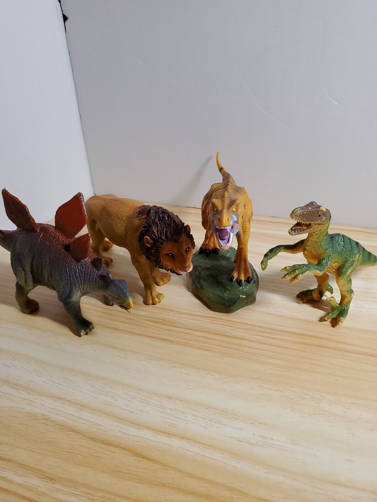  Dinosaur Figurine T Rex on Stand Geoworld and 2 more dinosaur and a lion