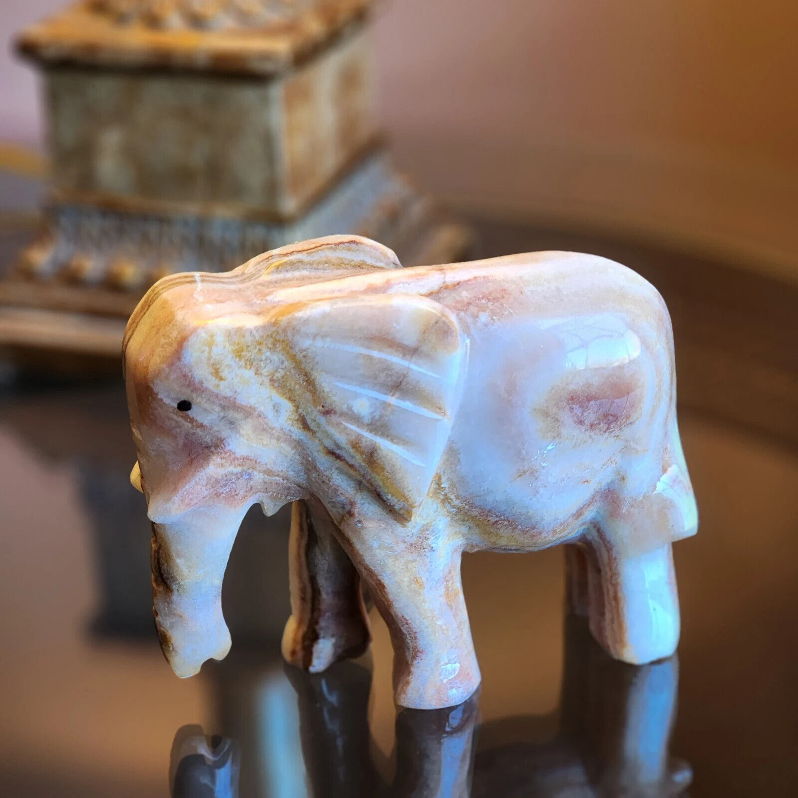 Marble Animal Figurine Elephant Collectible Stone Home Decor Gift Housewarming