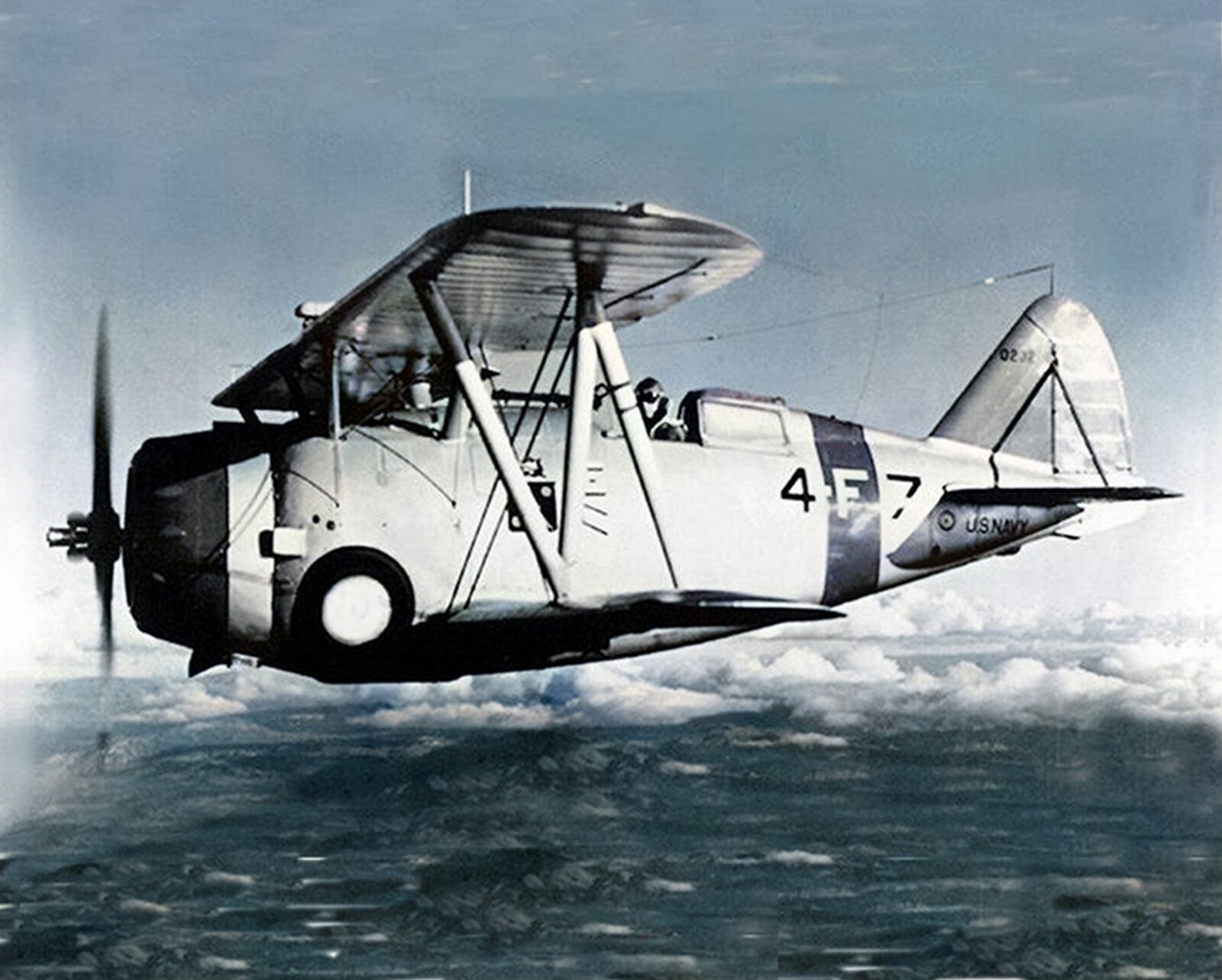 1938 Grumman VF4 NAVY BI-PLANE Color Tinted Photo  (177-p)