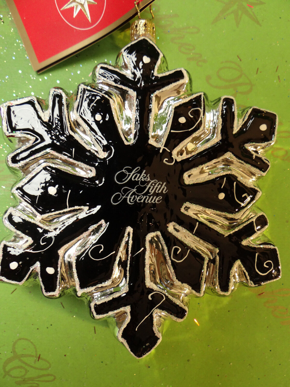 Christopher Radko Saks Fifth Avenue Snow Flake Glass Ornament