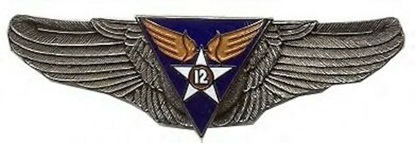 12TH AIR CORPS FORCE  USAF BIG PEWTER WING PIN 