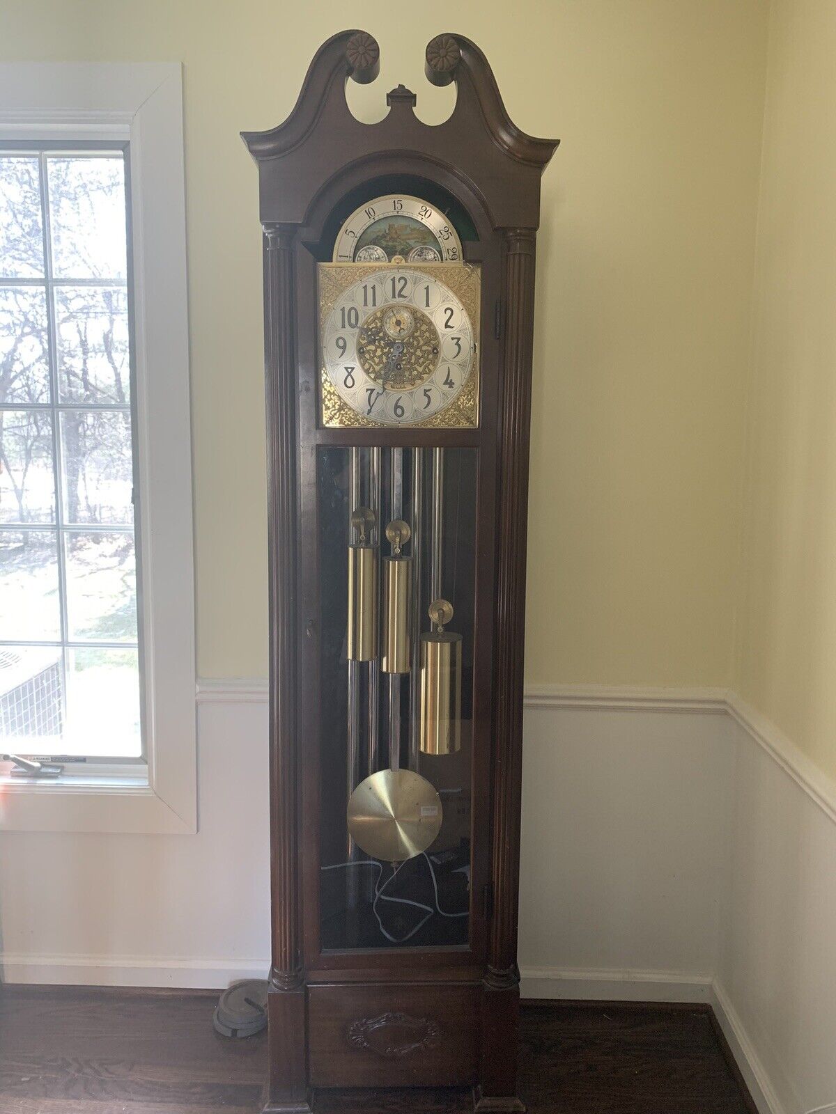 Herschede Five (5) Tube Whittier Grandfather Clock #217 in Mahogany Case