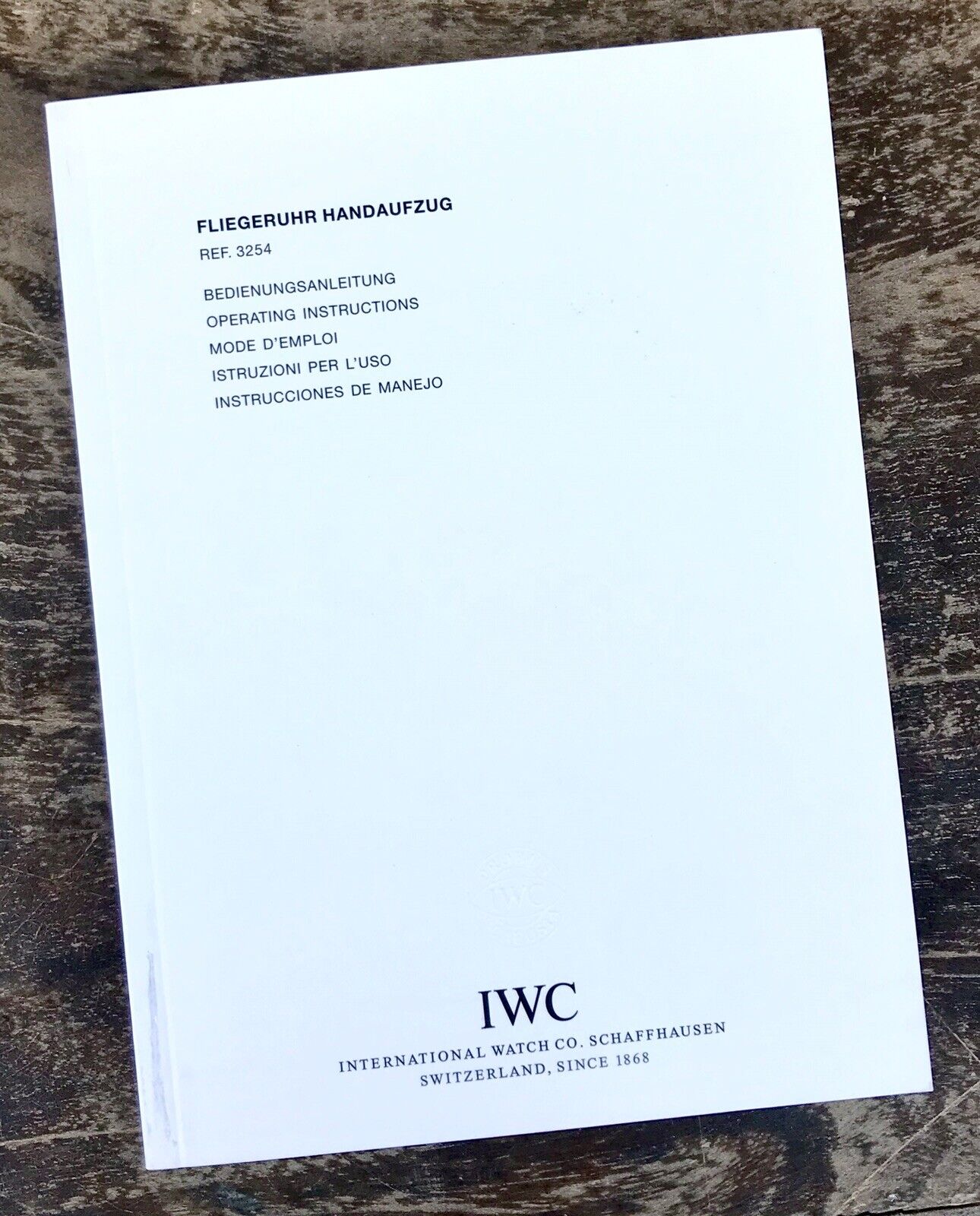 IWC Pilot\'s Hand Wound 3254 Fliegeruhr Booklet Operating Instructions Manual /