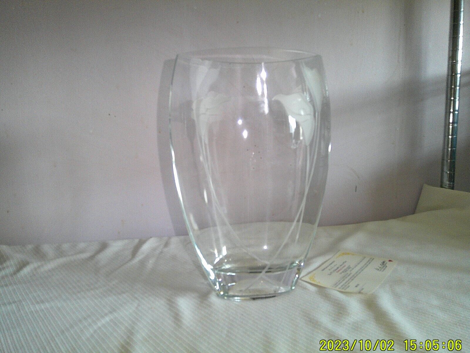 12-Inch Mikasa Crystal Canna Lillies Vase