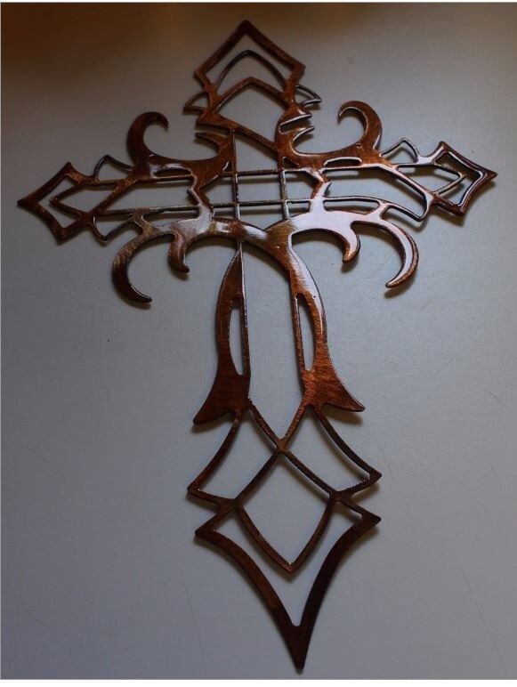 Ornamental Cross Metal Wall Art Décor Copper/Bronze Plated  15\