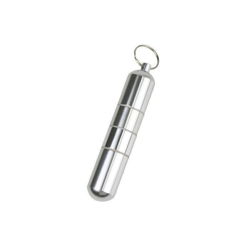 Silver Aluminum Cigarette Toothpick Capsule Holder Box Waterproof Case Keychain