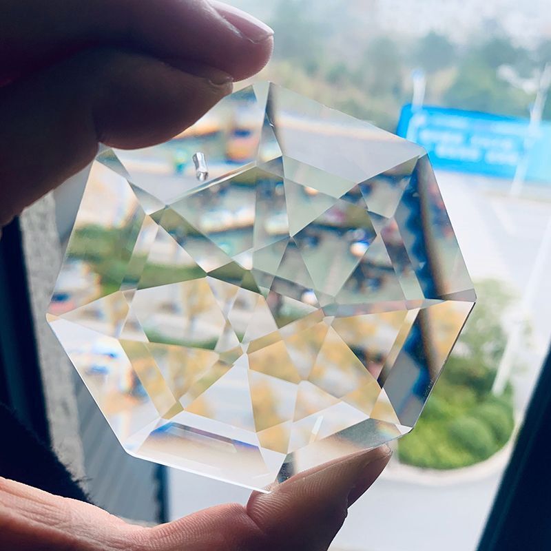 75mm Chandelier Octagon Crystal Faceted Prism Suncatcher Feng Shui Decorating