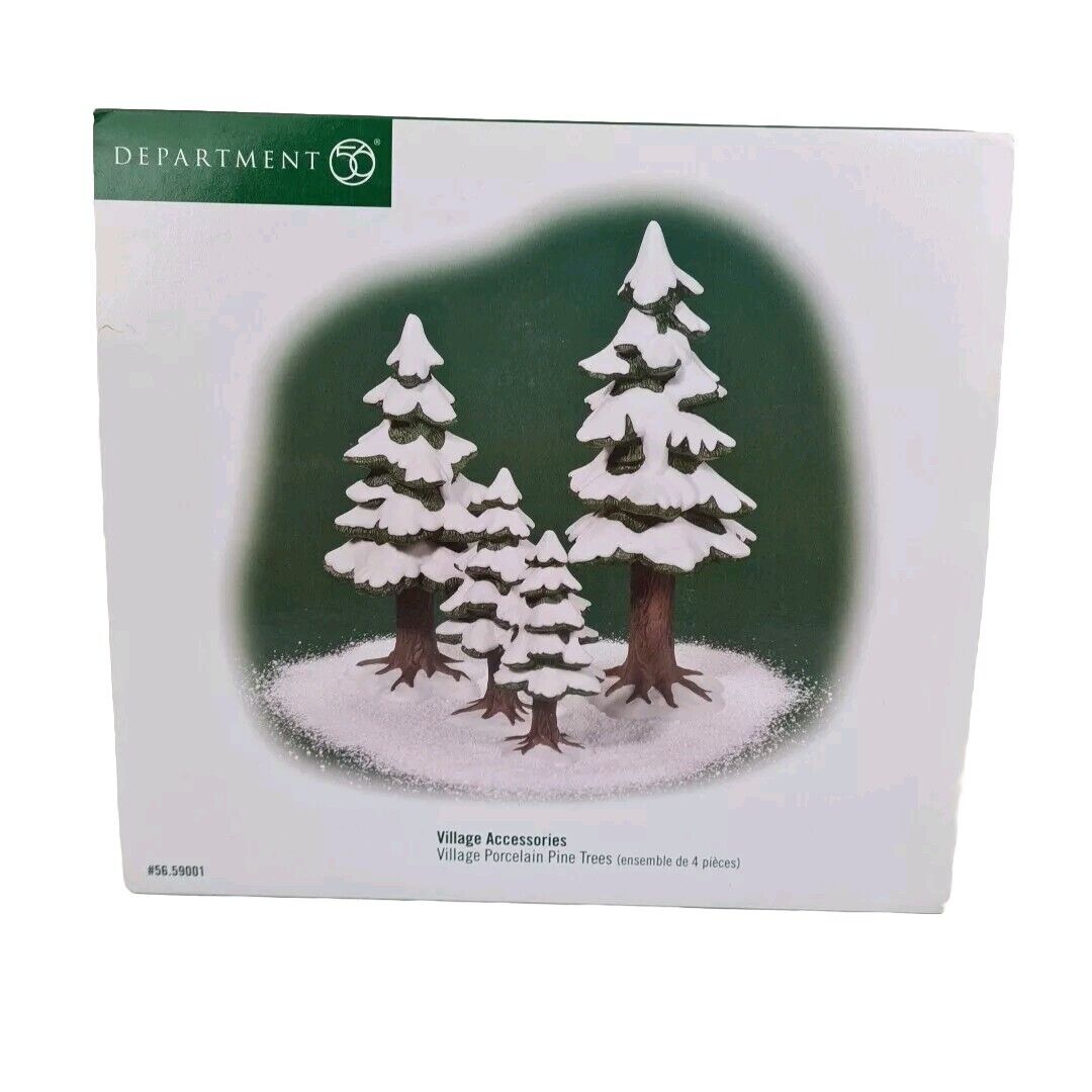 🚨 Department 56 Dickens Christmas Village Porcelain Pines 2001 (Set of 4) 59001