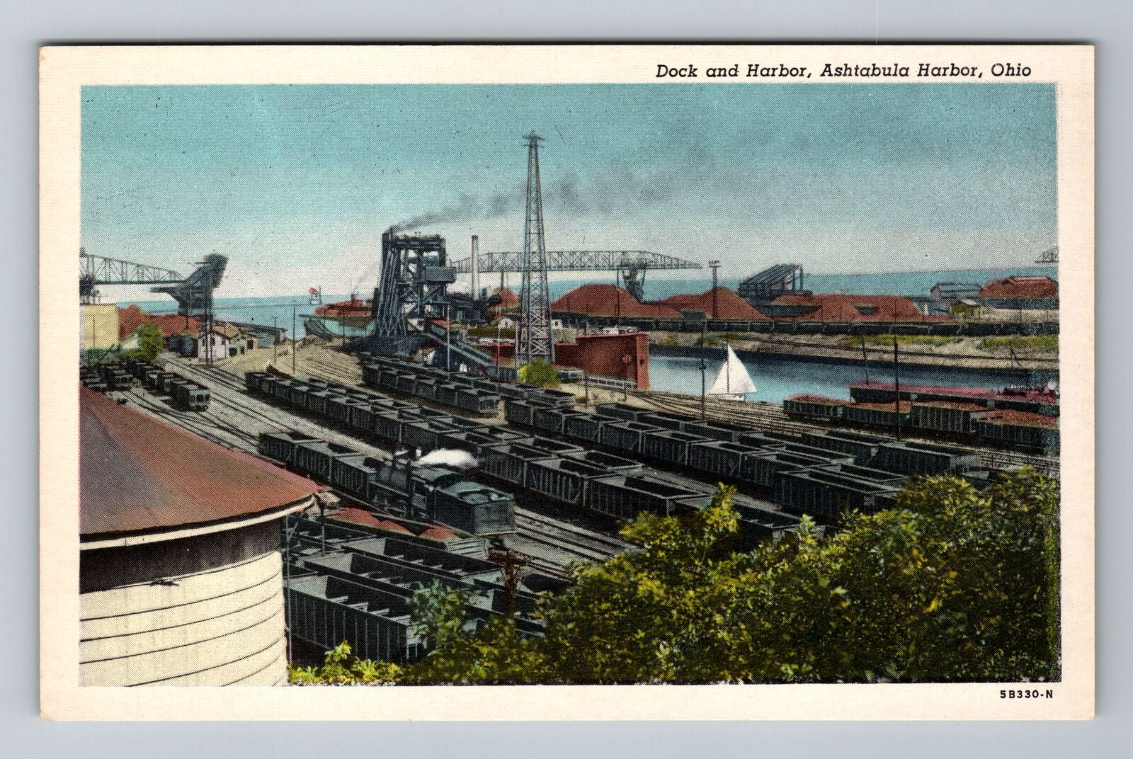 Ashtabula OH-Ohio, Dock and Harbor, Antique Vintage Souvenir Postcard