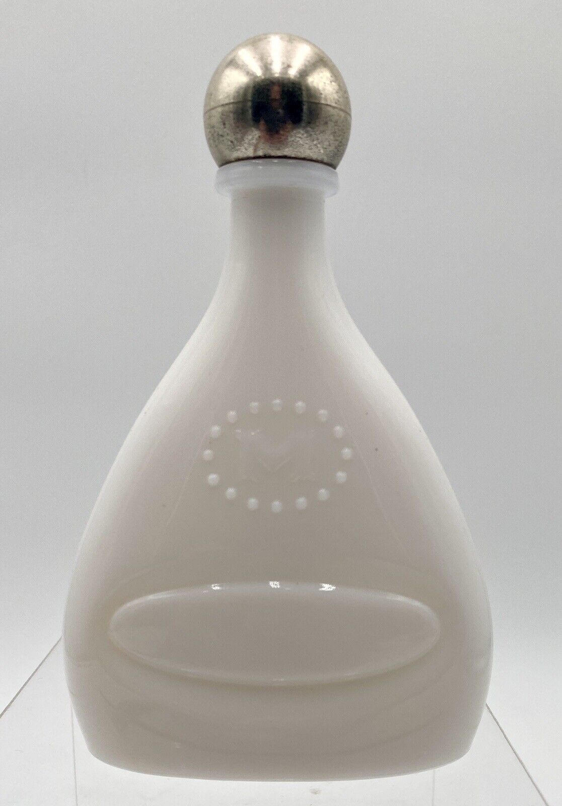 Vintage 1958 Mennen Gold Crest Skin Bracer Mens Cologne Milk Glass Bottle Empty