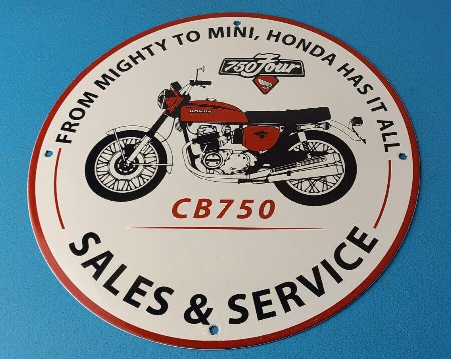 Vintage Honda Motorcycle Sign - Biker Automobile Gas Pump Service Porcelain Sign