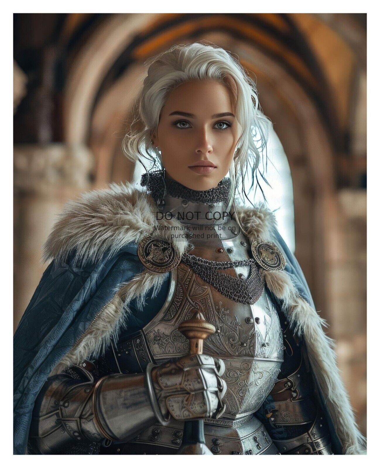 GORGEOUS YOUNG SEXY LADY KNIGHT WEARING SHINING ARMOUR 8X10 PHOTO