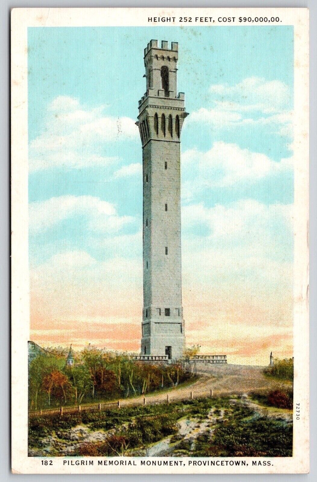 Pilgrim Memorial Monument Provincetown Massachusetts Tower Historic VNG Postcard