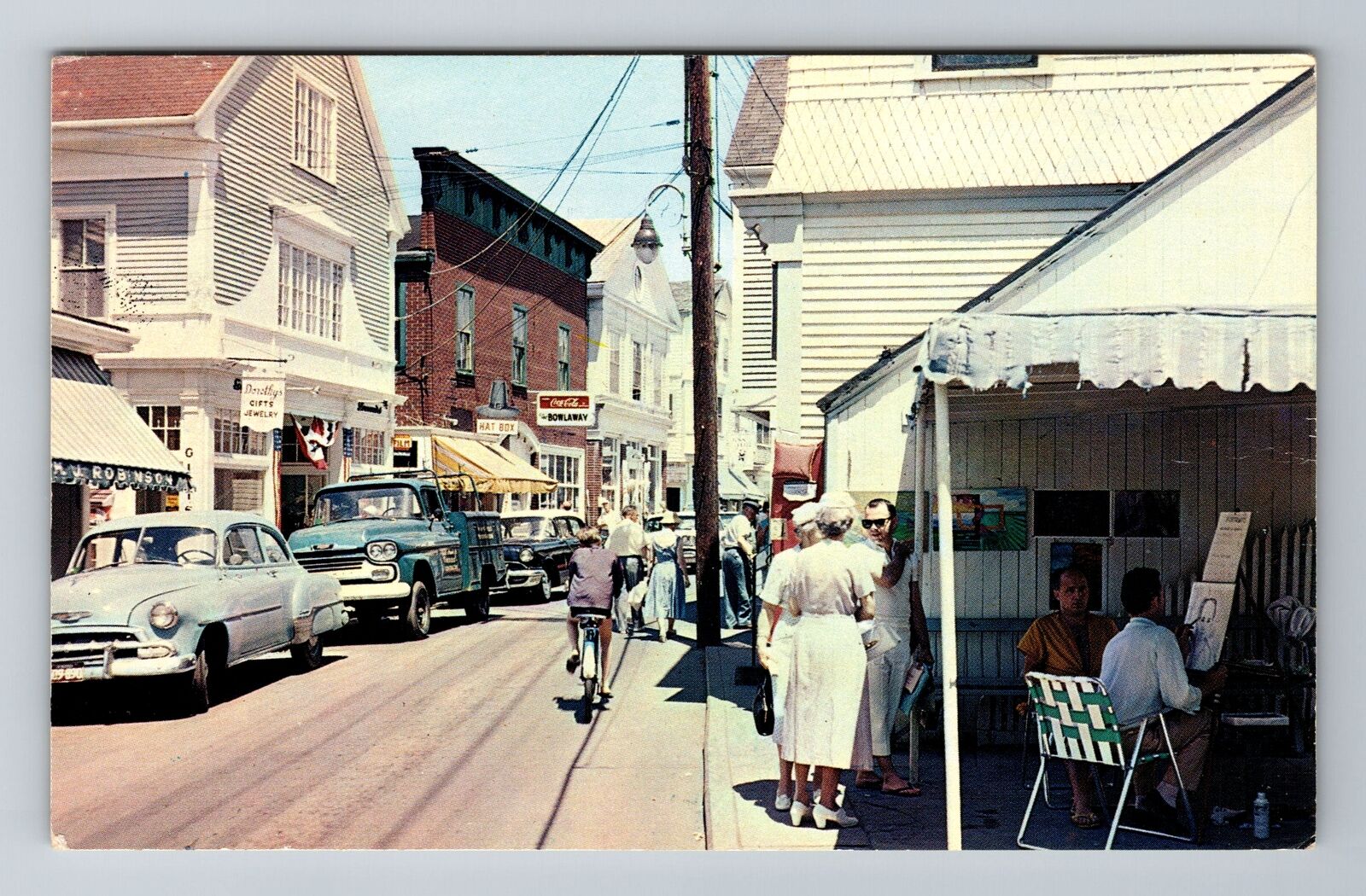 Provincetown, MA-Massachusetts, Artist Sketching Commercial St, Vintage Postcard