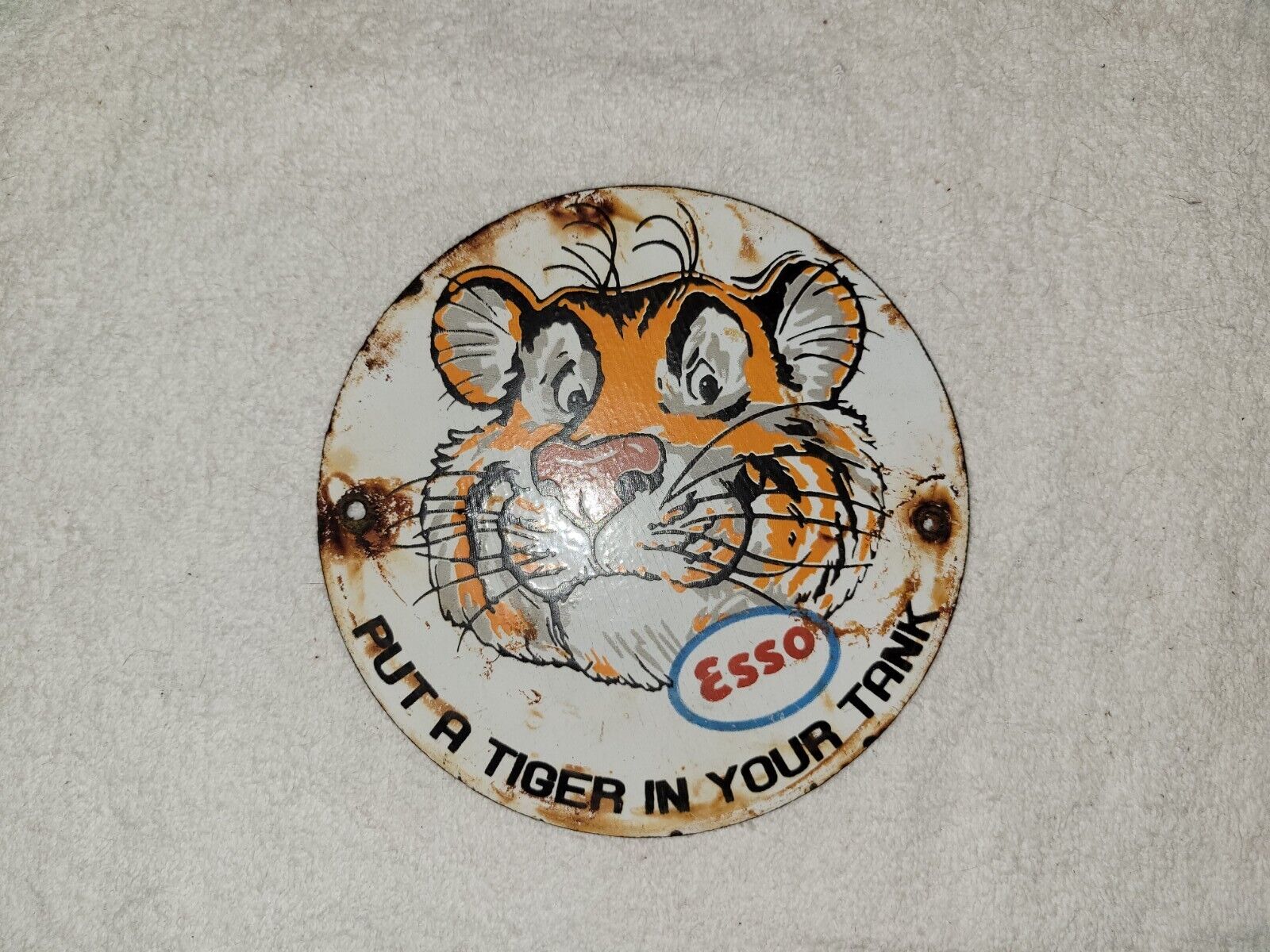 Vintage Esso Porcelain Sign (Put A Tiger In Your Tank) Mobil Sunoco Gas Oil 