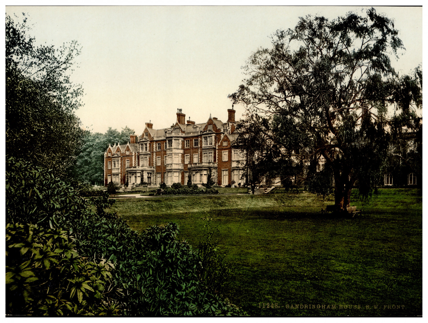 England. Norfolk. Sandringham, House. S.W. Front.  Vintage Photochrome by P.Z