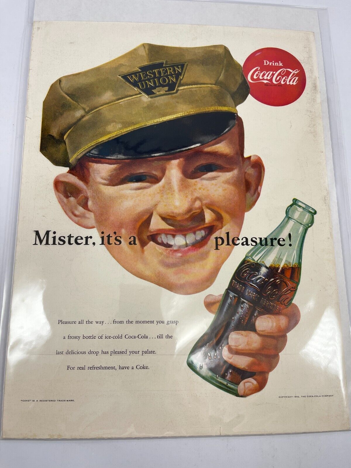 1952 Coca-Cola Vintage Print Ad Western Union