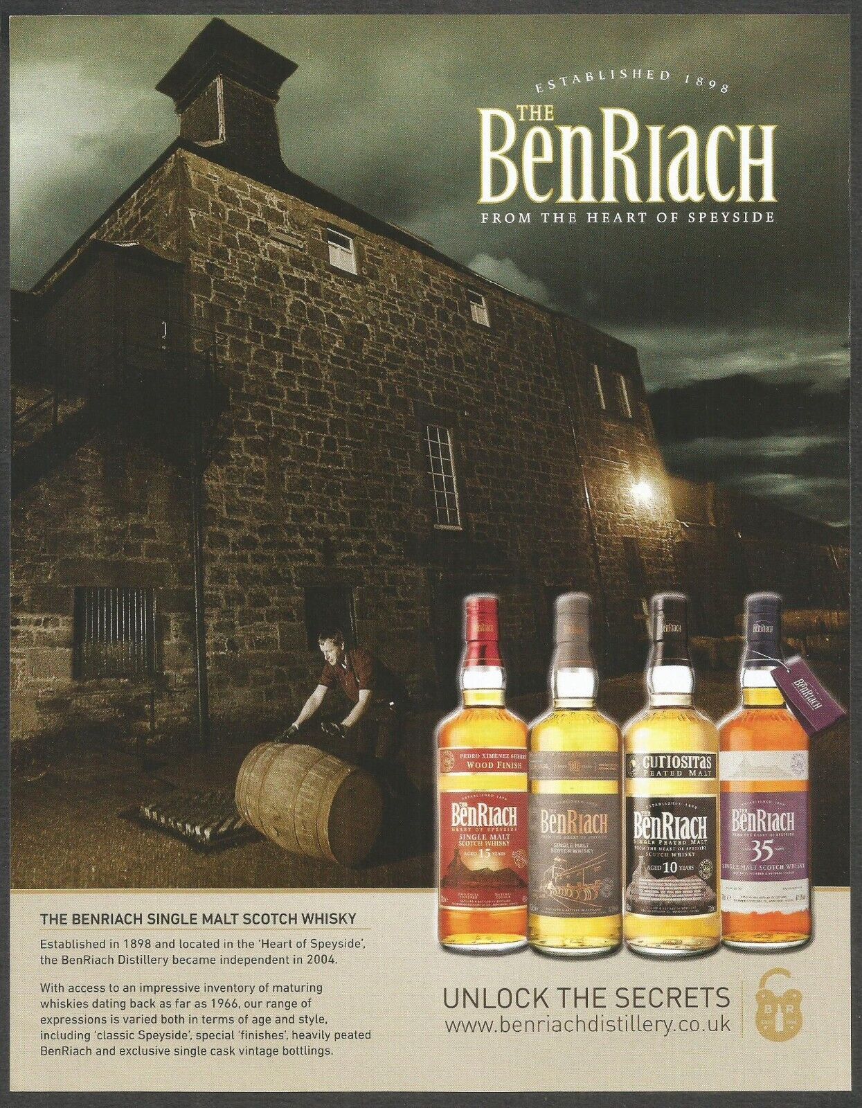 BENRIACH Scotch Whisky. From the Heart of Speyside - 2015 Print Advertisement