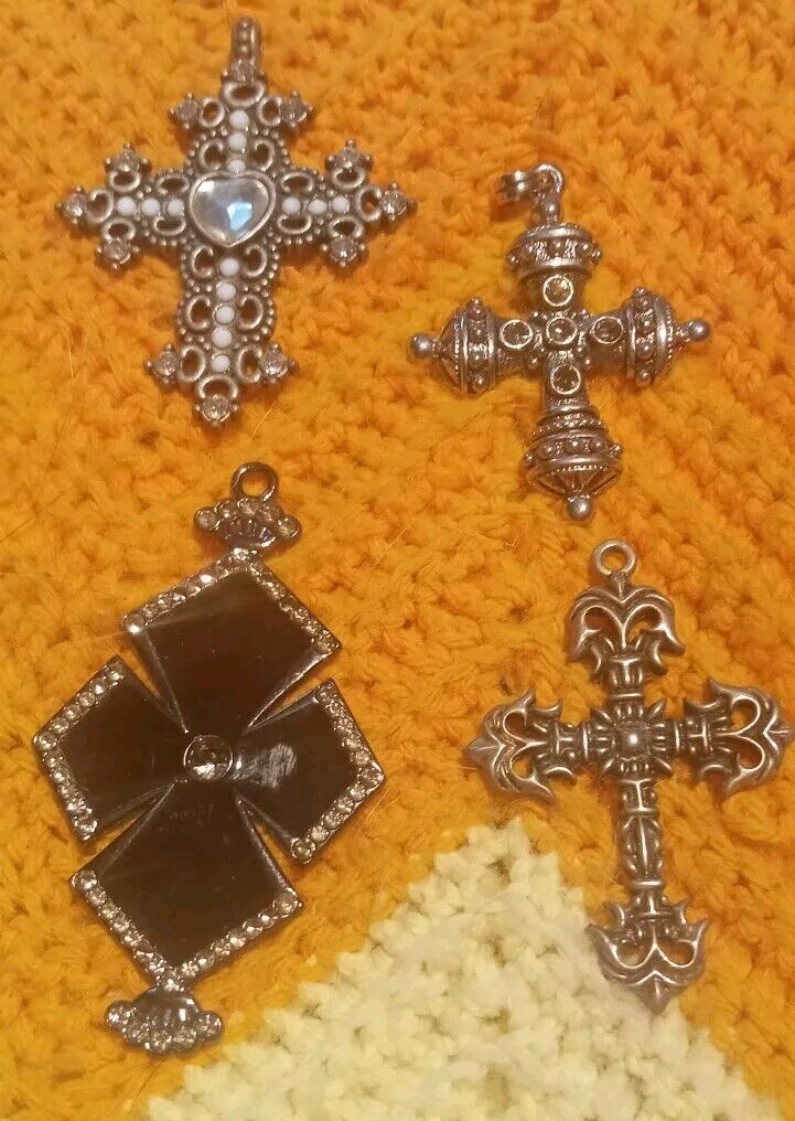 Lot of 4 Religious Crosses Crucifixes Charms Pendants Celtic 
