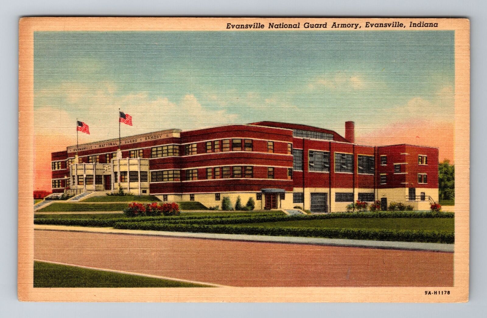 Evansville IN-Indiana, Evansville National Guard Armory, Vintage Postcard