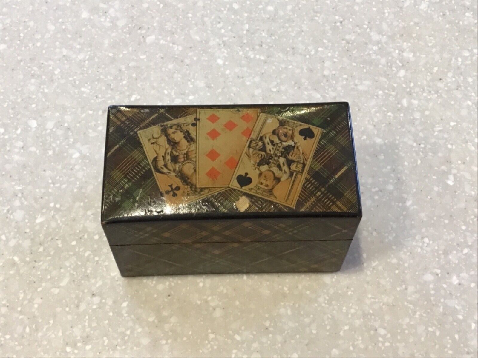 Antique Tartan Ware Mauchline Playing Card Box
