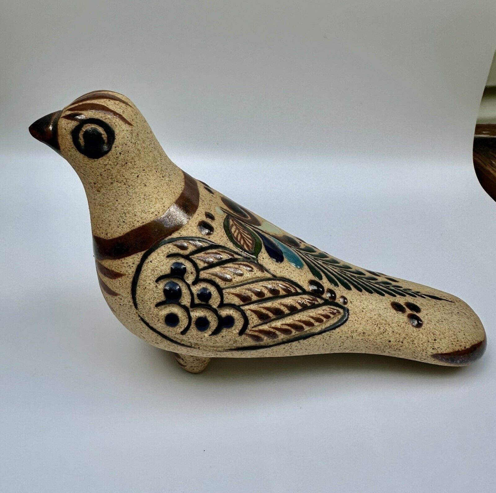 Netzi Mexico Sandstone Pottery Bird Figurine Signed Acapulco Souvenir Vintage