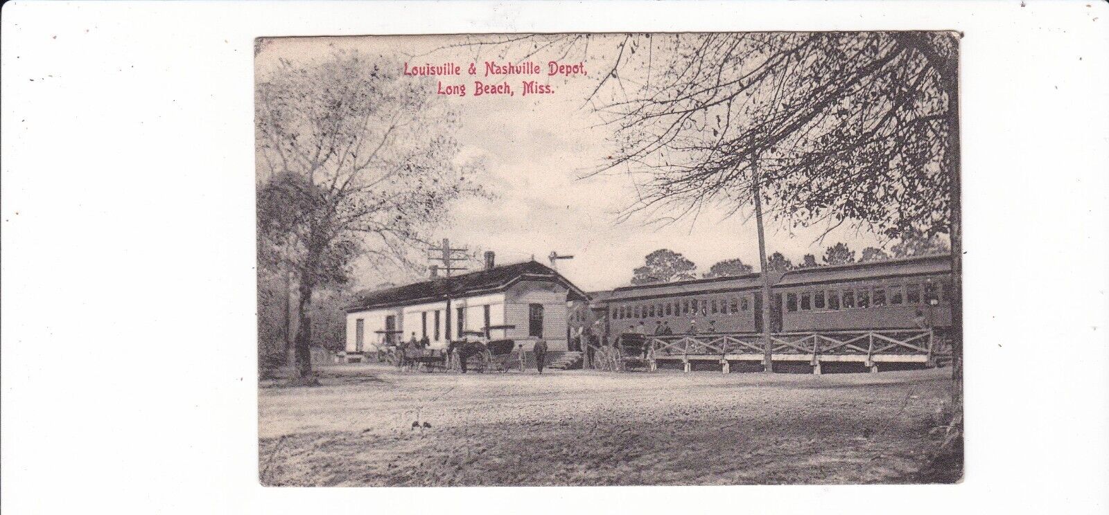Louisville & Nashville Depot / Long Beach, Mississippi / railroad old  postcard