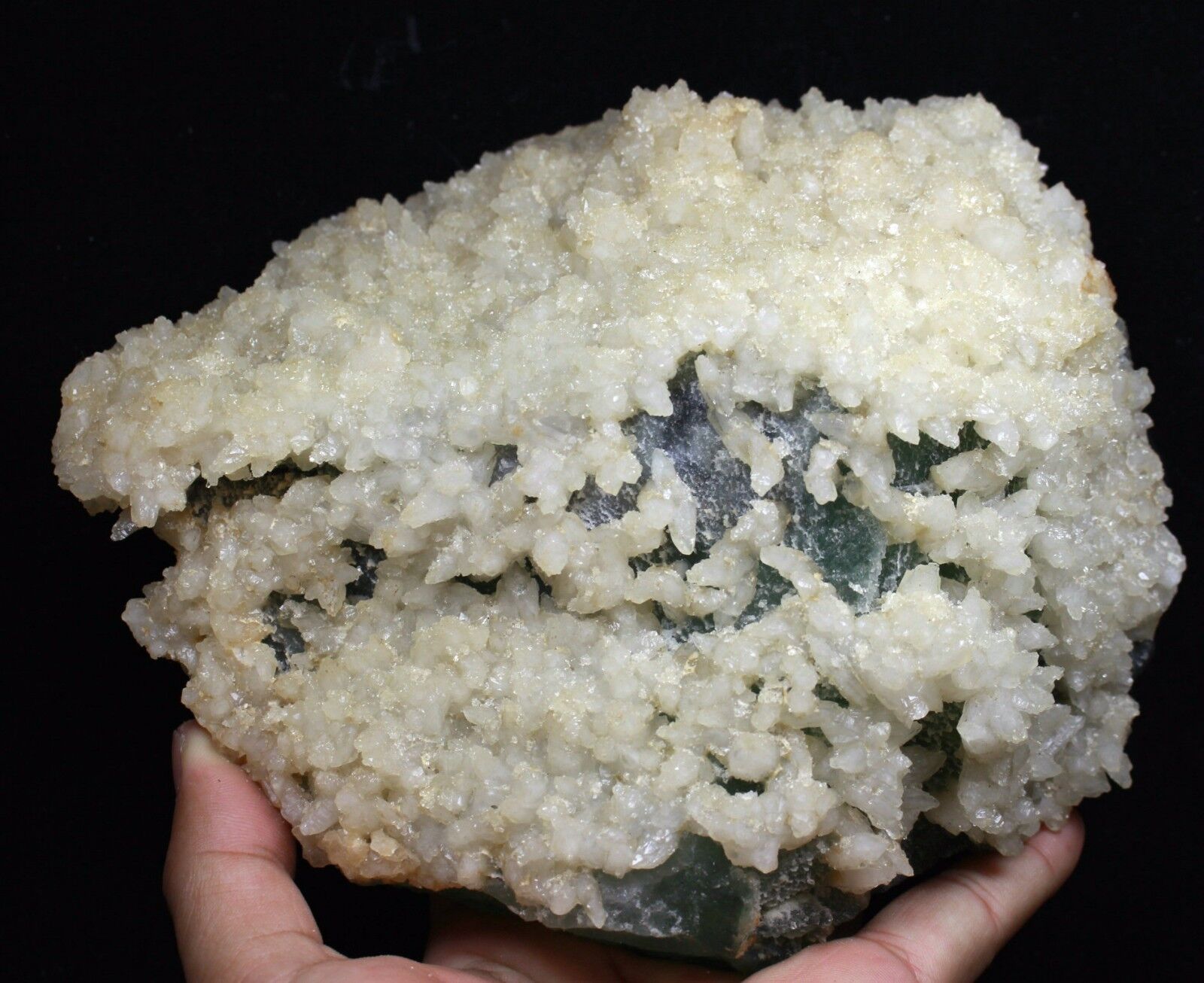 5.5lb NATURAL Green Fluorite Grow With Calcite Crystal Cluster Mineral Specimen