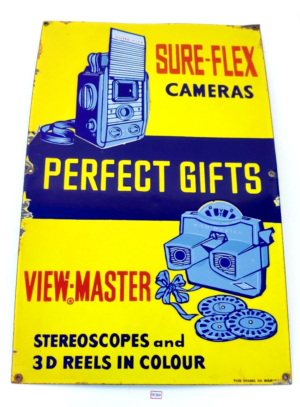 Vintage Sure Flex Cameras View Master Advertising Enamel Sign Board Rare EB300