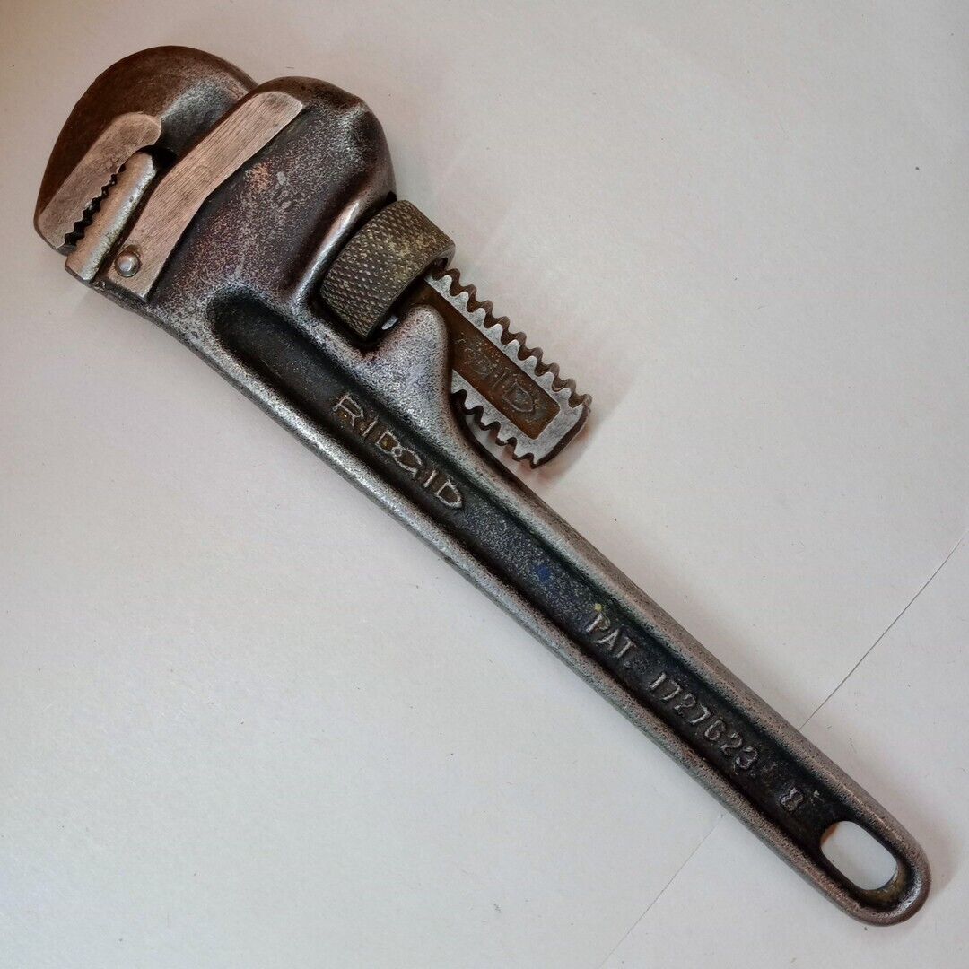 Vintage Ridgid No 8 Small Pipe Wrench Ridge Tool Co Elyria Ohio USA Tools Metal