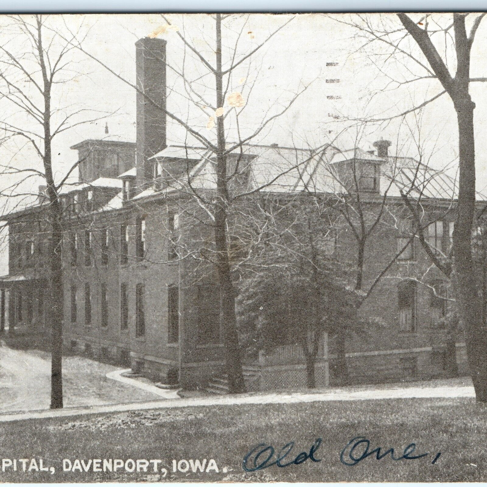 c1910s Davenport, IA Winter Snow St. Luke's Hospital Postcard Antique A83
