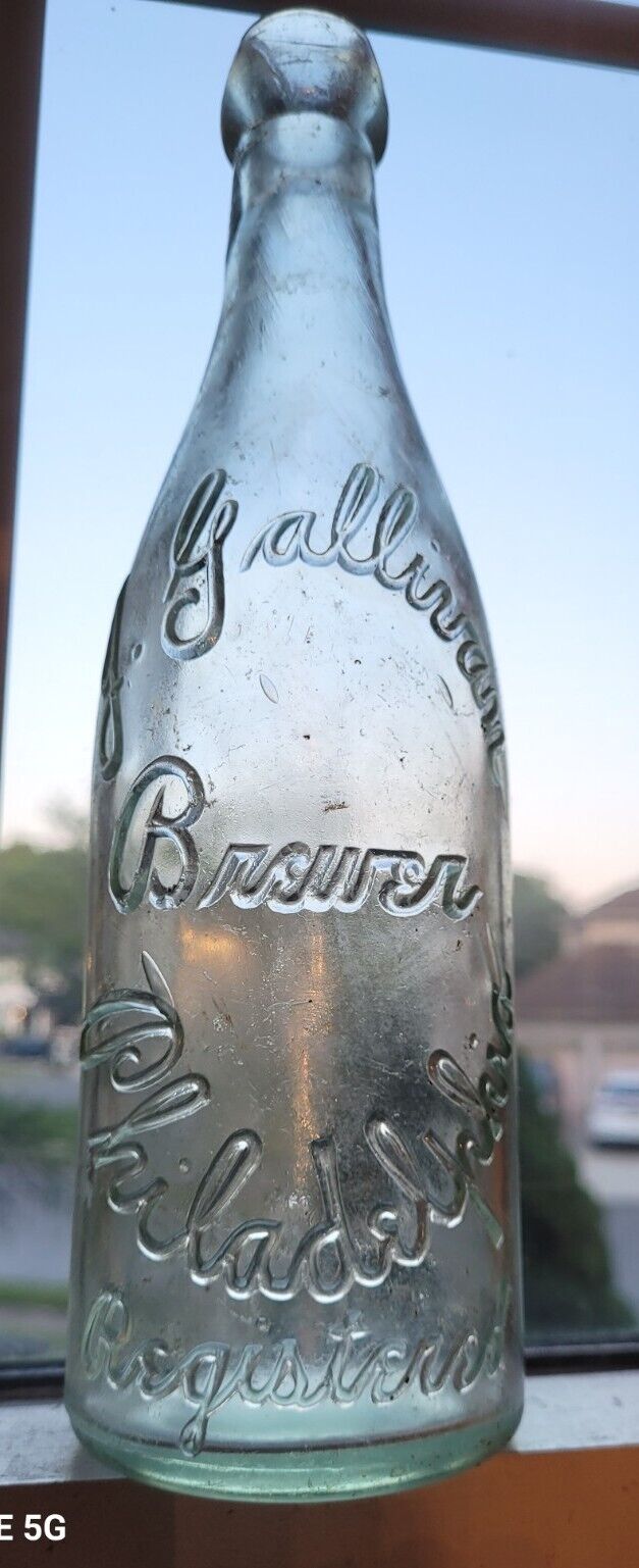 Rare J. Gallivan Antique Embossed Beer Bottle 1895-1896 Champagne  Philadelphia