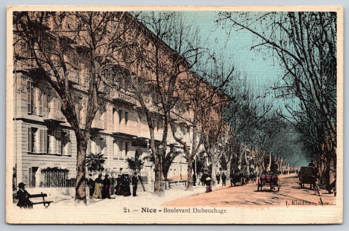 France Nice Boulevard Dubouchage Linen Postcard Vintage