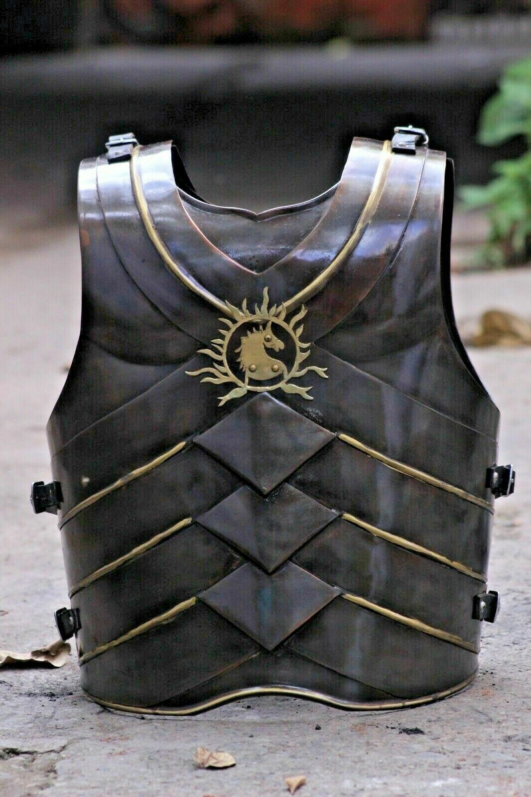 Medieval Antique Black Jacket ~Muscle Greek Armour jacket~Larp ~ SCA Breastplate