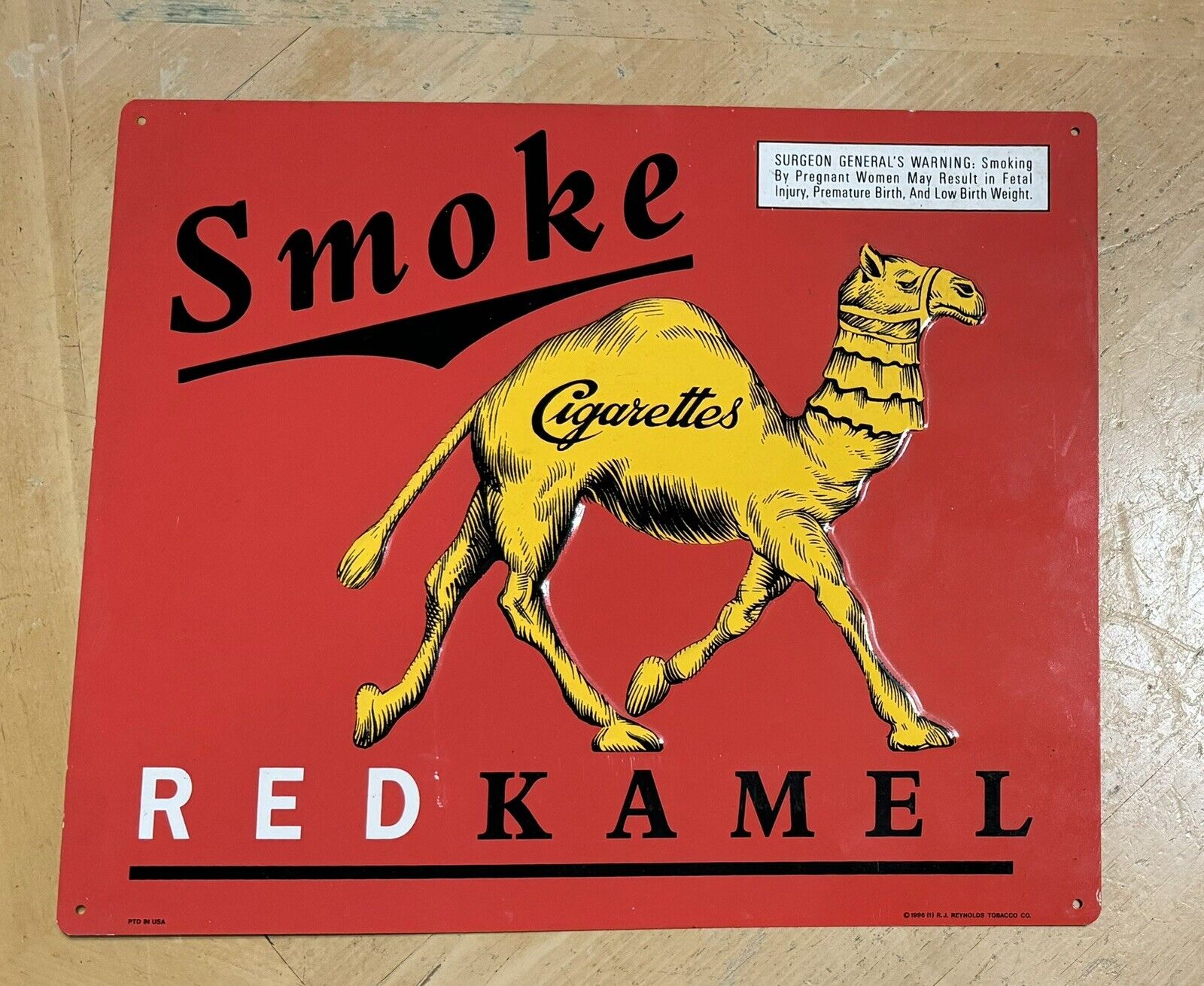 Vintage 1996 Red Kamel Cigarettes Metal Ad Sign 13.5 x 11.5 RJ Reynolds Camel
