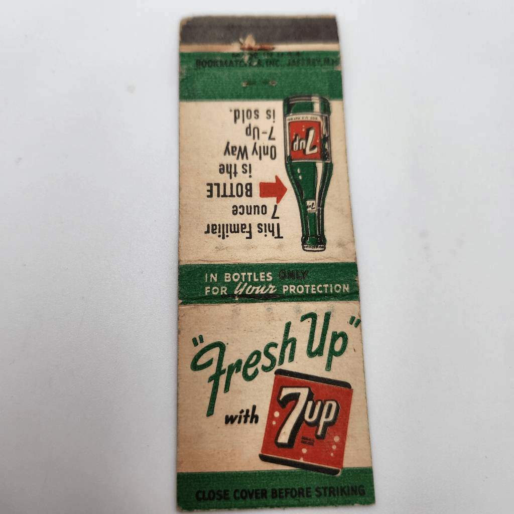 Vintage Matchcover 7UP Fresh Up Bottles