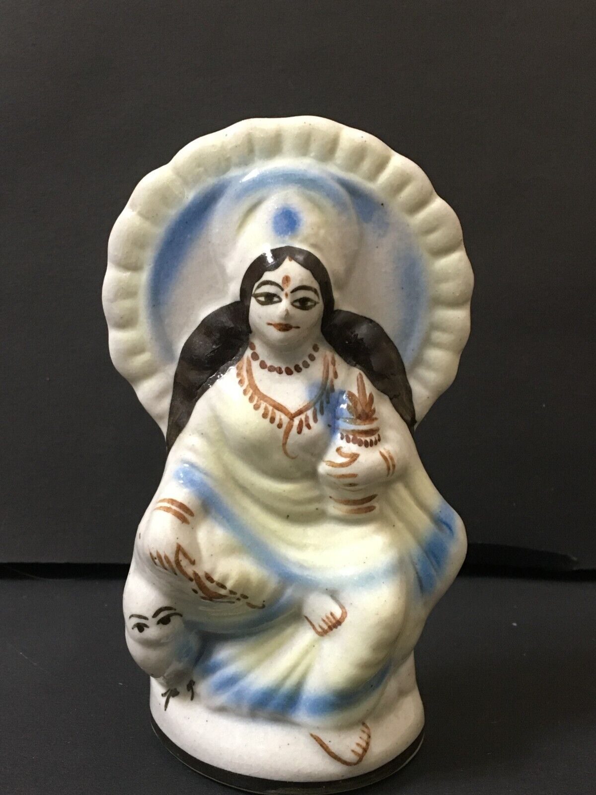 Antique German Bisque Figure Goddess Laxmi Raja Ravi Varma Hindu Mythology