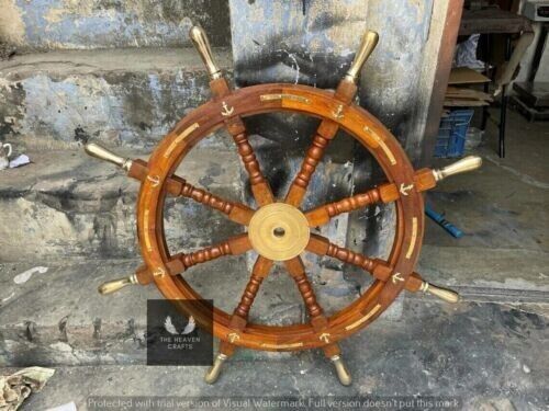 New Solid Nautical Wooden Designer 36 Inch Ship Steering Wheel Pirate Handmade