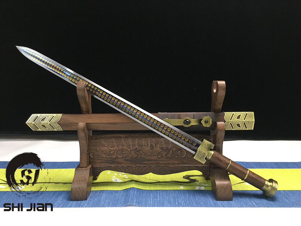 Damascus Folded Steel Traditional Auspicious Chinese Sword Han Dynasty Ruyi Jian