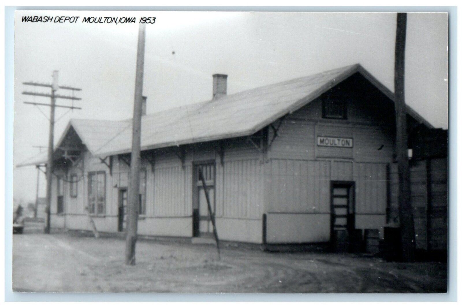 c1953 Wabash Depot Moulton Iowa Railroad Train Depot Station RPPC Photo Postcard