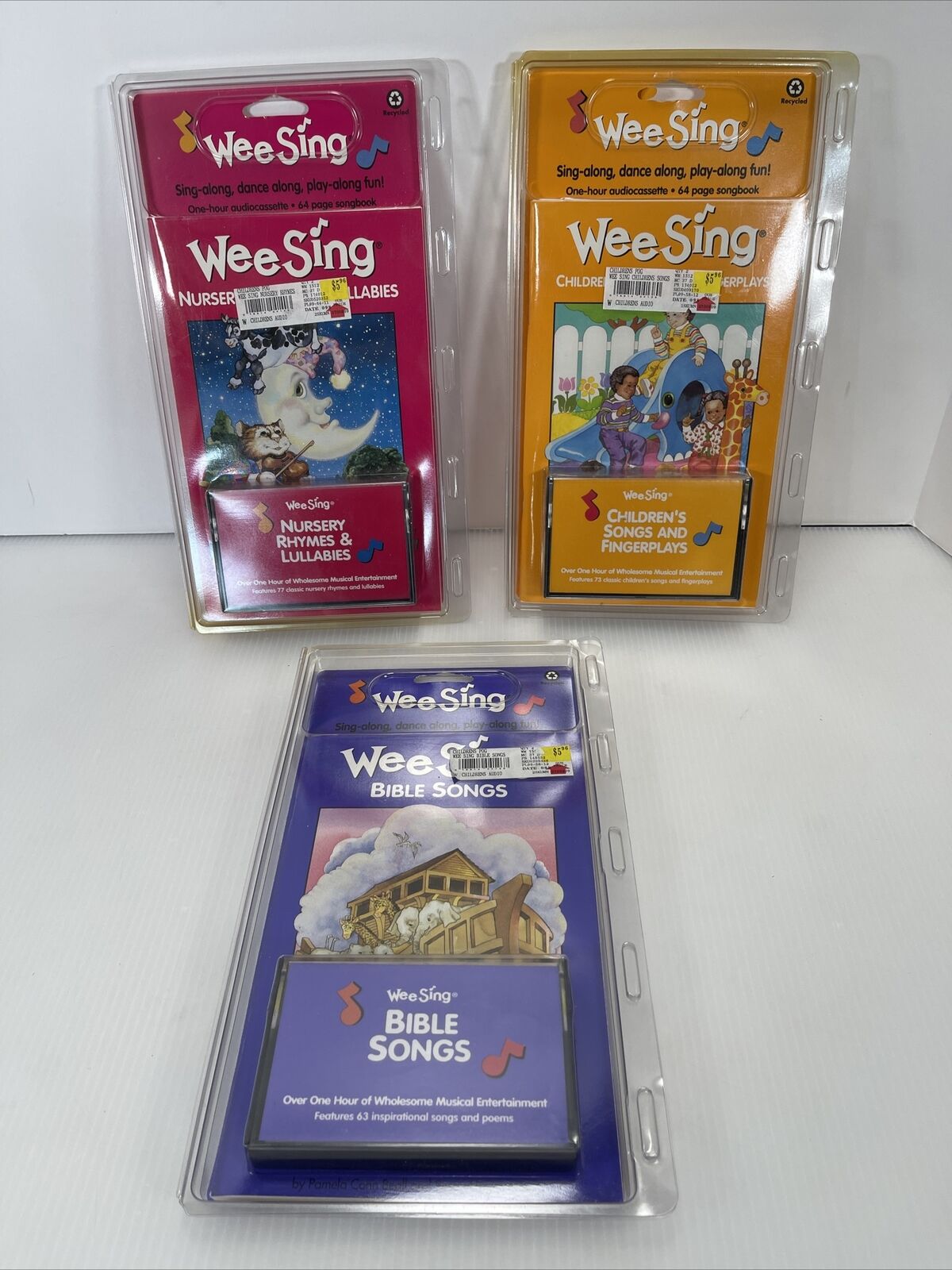 Lot Of 3 Wee Sing Nursery-Children Songs-And Bible Songs New Cassette With Books
