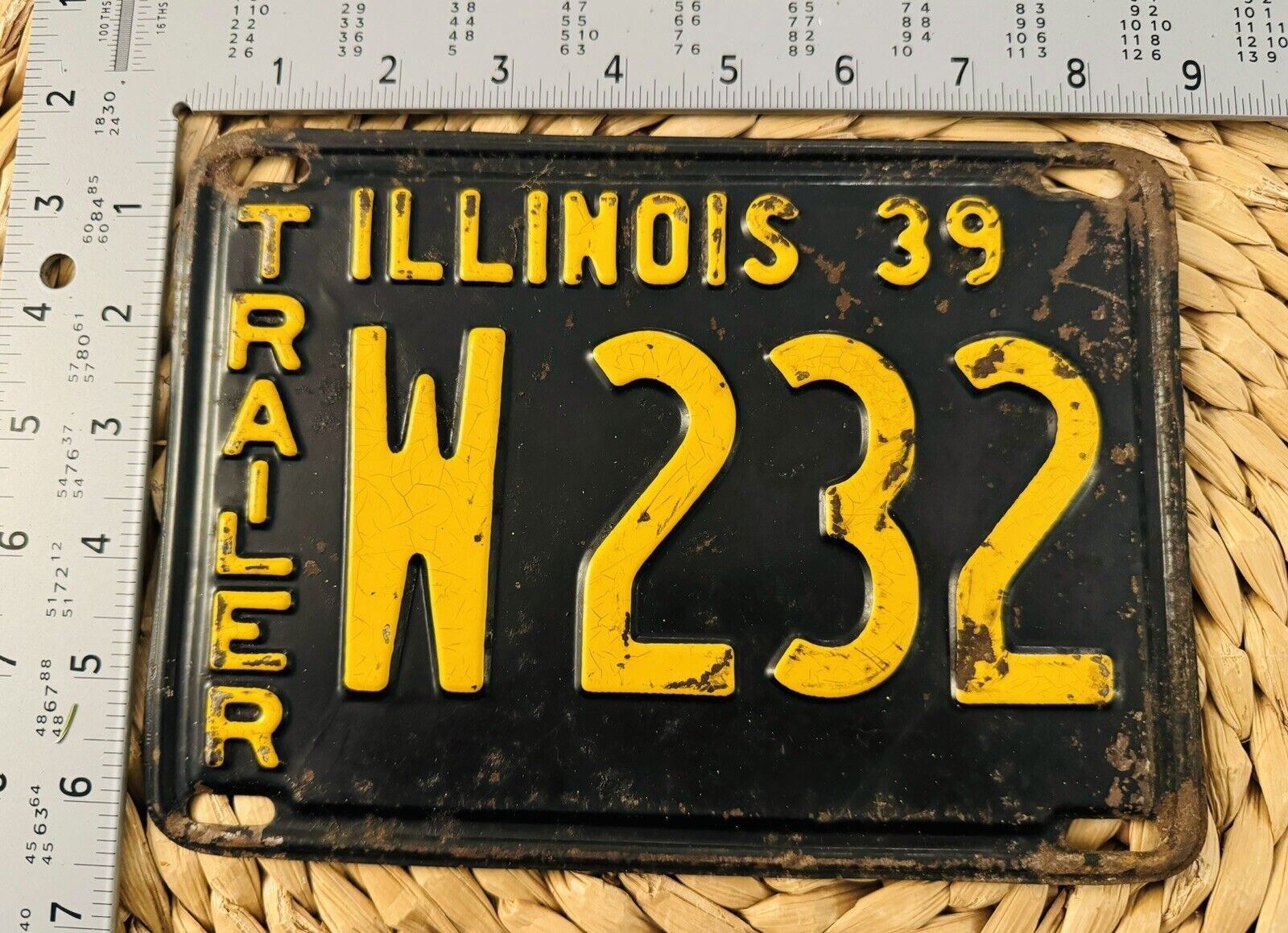 1939 Illinois TRAILER License Plate ALPCA Garage Decor AACA 232 Low Number