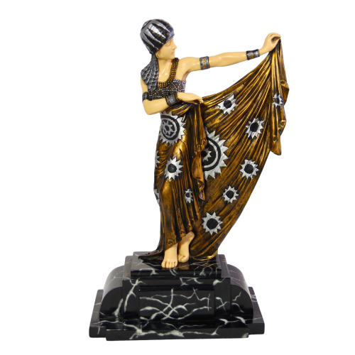 Art Deco Figurine of a Dancer in Beautiful Attire Performing a Skirt Lift:  1920