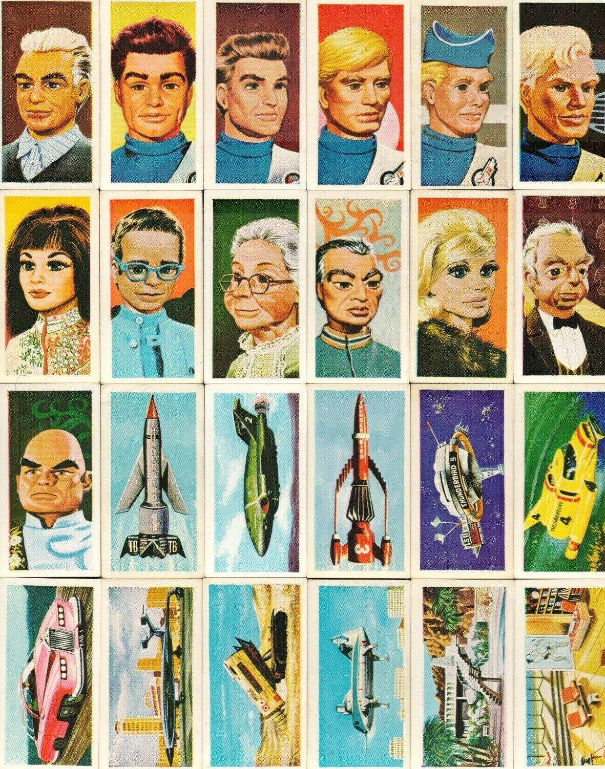 1967 BARRATT GERRY ANDERSON THUNDERBIRDS SERIES 1 SET OF 50 CONFECTIONERY CARDS